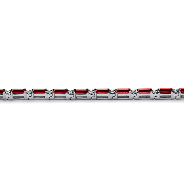 Palm Birthstone Silvertone Tennis Bracelet Red One Size 3
