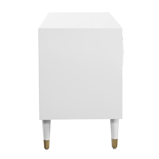 Linon Two Drawer Geo Texture Nightstand White | ShopSimon