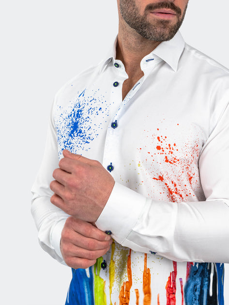 Maceoo Fibonacci Dripped White Medium Dress Shirt 3