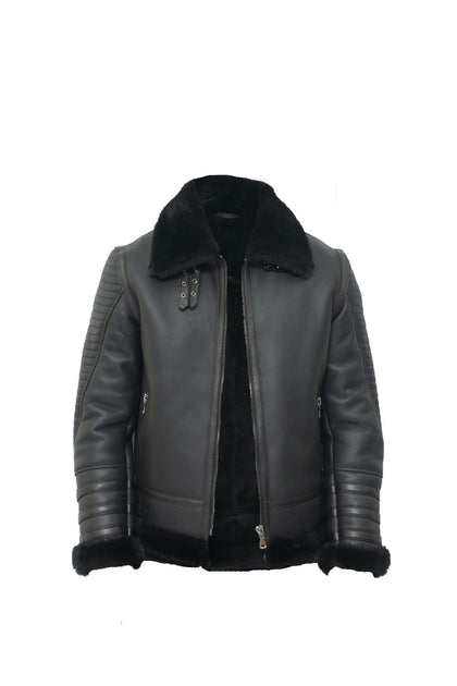 Infinity Horley Mens Sheepskin Bomber Jacket Black XL 3