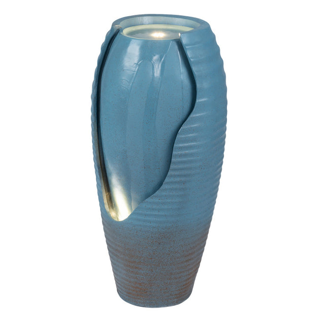 BreeBe 32 Inch Tall Jar Water Fountain Blue 2