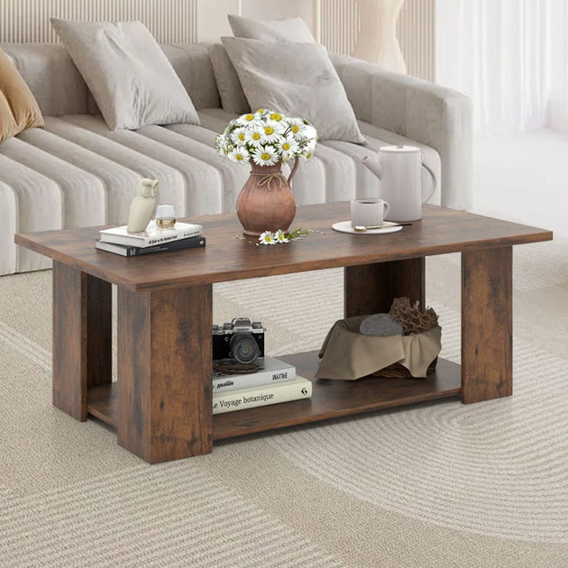 ERUULE 41 Inch Wooden Coffee Table Brown 3