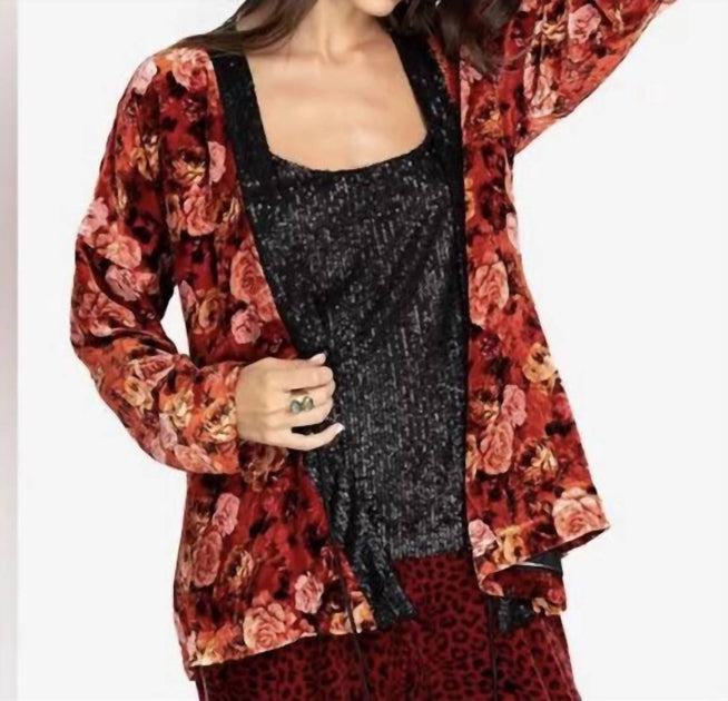 Johnny Was Billie Short Kimono Jacket Red Small 2