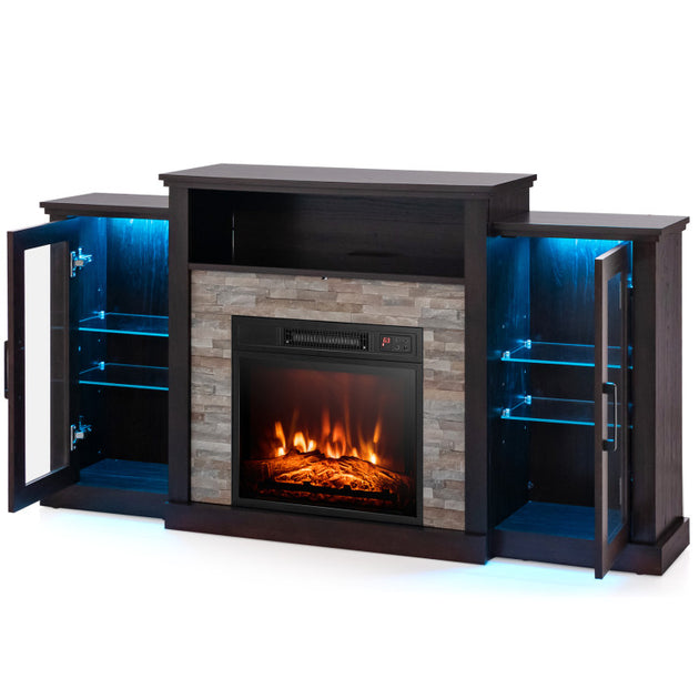 Hivvago Fireplace TV Stand Black 5