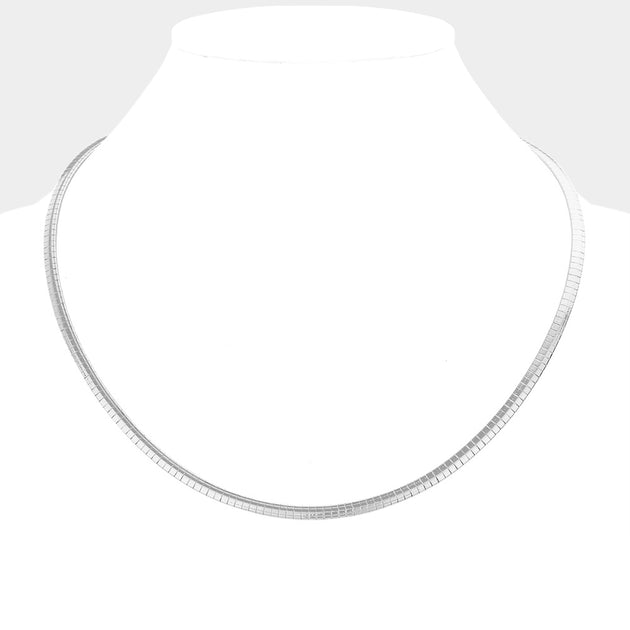 FASHNZFAB Omega Chain Necklace Silver 20 inch 5