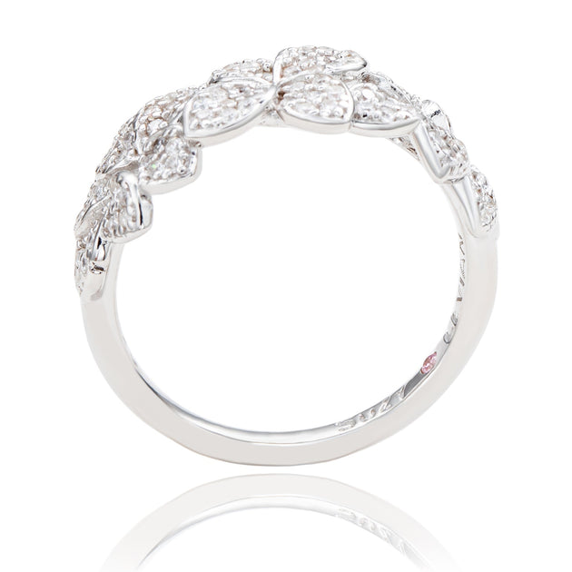 Suzy Levian Flower Band Ring Silver US 7 4