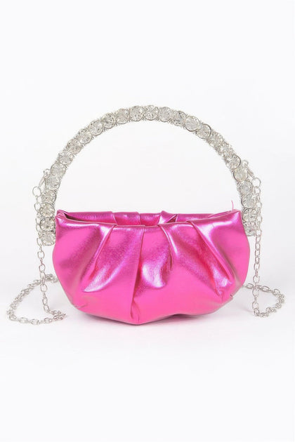 FASHNZFAB Metallic Stone Handle Crossbody Bag Orange One Size 4