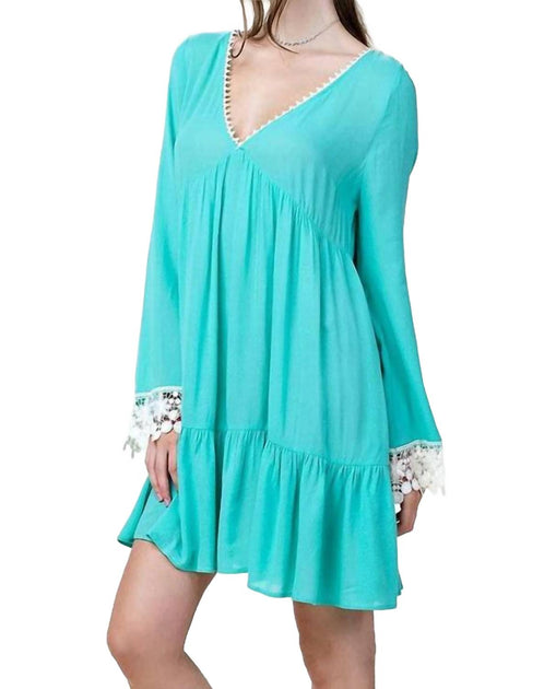 KORI Bell Sleeve Lace Dress Blue Medium 3