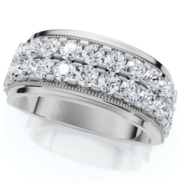 Pompeii3 Men's Diamond Double Row Wedding Ring Gold US 12 4