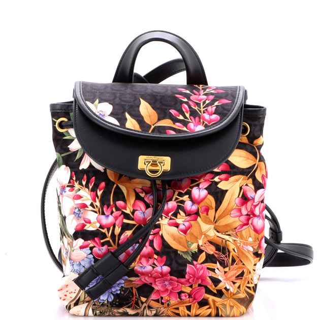 Salvatore Ferragamo Gancini Flap Drawstring Backpack Multi Small 2