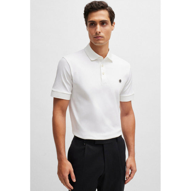 Boss Mercerized Cotton Polo Shirt White Large 3