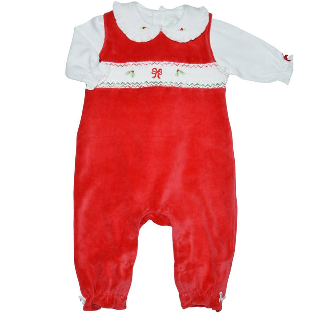 Baby Threads Baby Girls Holly & Bows Romper Set Red 6-9 Months 2