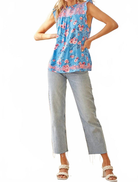 Andree by Unit Embroidered Top Blue Large 2