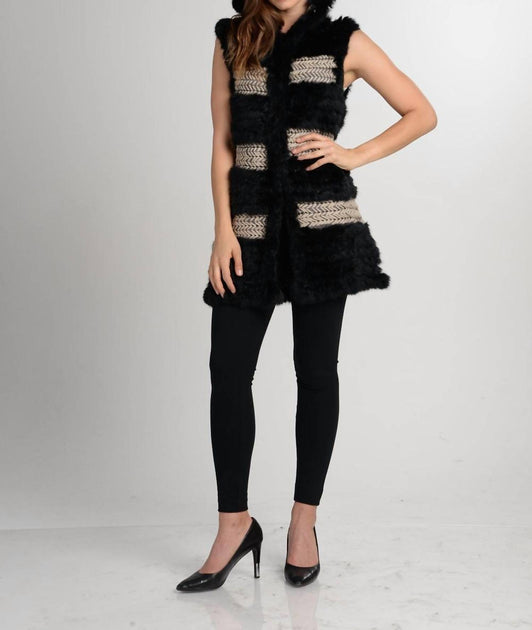 LOVE TOKEN Dion Fur Vest Black Small 2