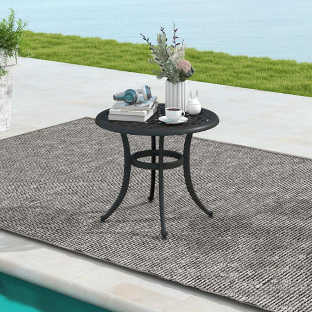 Hivvago Patio Side Table Antique Brown 3