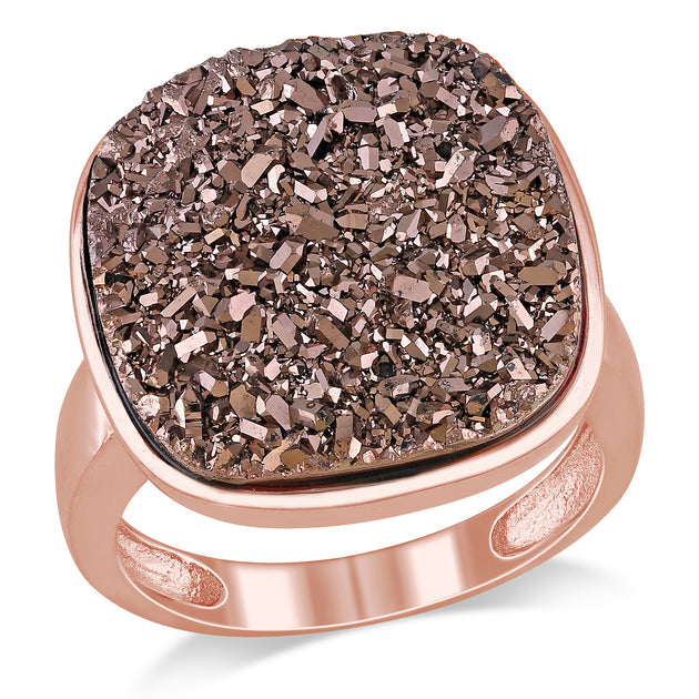 Mimi & Max Druzy Gemstone Cocktail Ring Silver Brown US 8 2