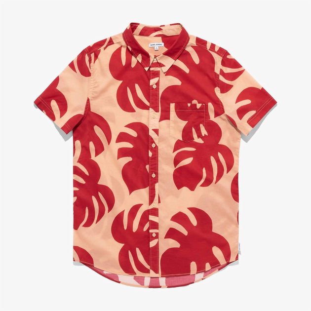 Banks Journal Fronds Woven Shirt Red Medium 4