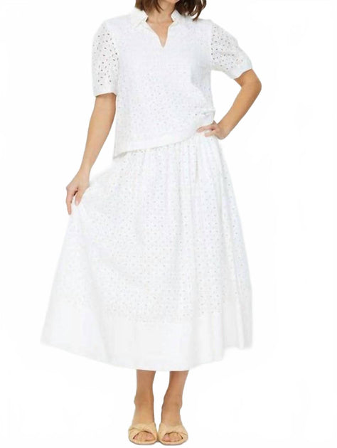 Current Air Eyelet Short Sleeve Blouse White Large 4