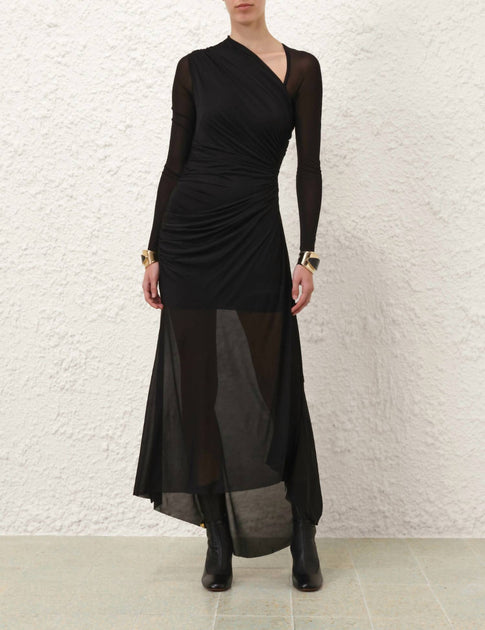 Illustration Gathered Dress In Black