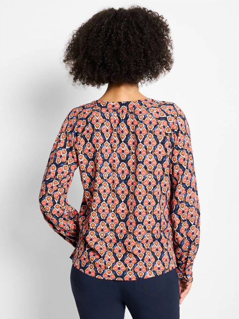 Nic + Zoe Harvest Ikat Top Blue Large 4