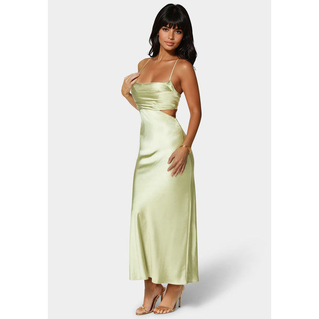 Bebe Women's Open Back Cut Out Midi Slip Dress