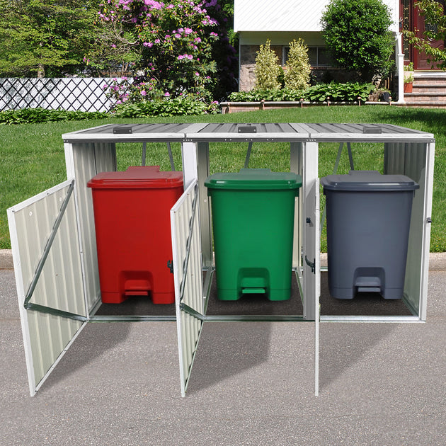 Streamdale Metal Garbage Bin Shed Grey 4