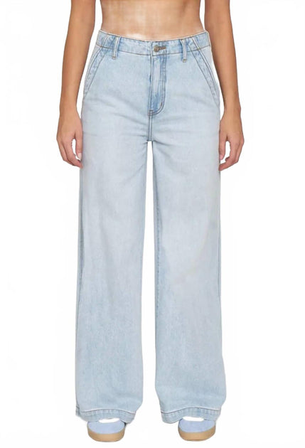 DAZE The Kickback High Rise Palazzo Jeans Blue 30 2