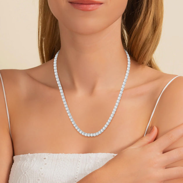 Diamond2Deal Tennis Necklace Silver 18 4
