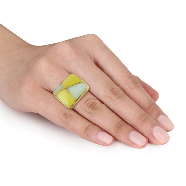 Mimi & Max Cocktail Ring Yellow Silver Green US 8 3
