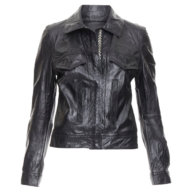 Ann Demeulemeester Leather Cropped Jacket | ShopSimon