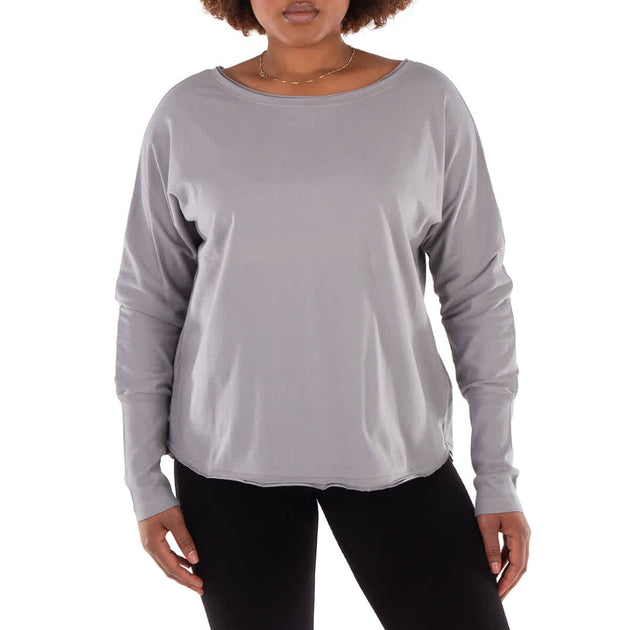 The Good Tee Effortless V-Neck Long Sleeve Tee Grey Small 2