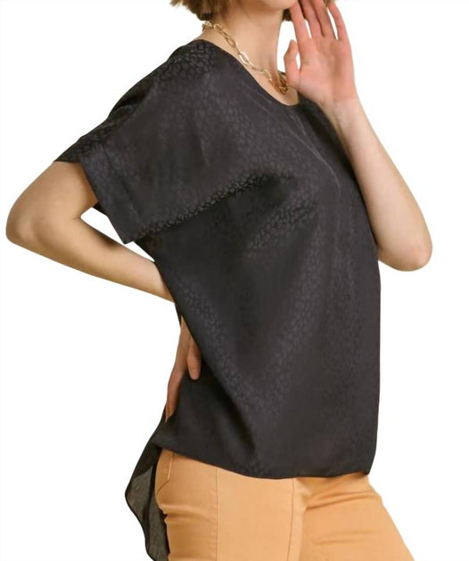 Umgee Animal Jacquard Dolman Sleeve Top Grey Medium 3