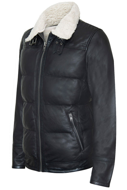 Infinity Leather Quilted Biker Puffer Jacket Black 5XL 3