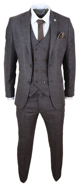 TruClothing 3 Piece Suit Double Breasted Tweed Brown US 52 Regular 4