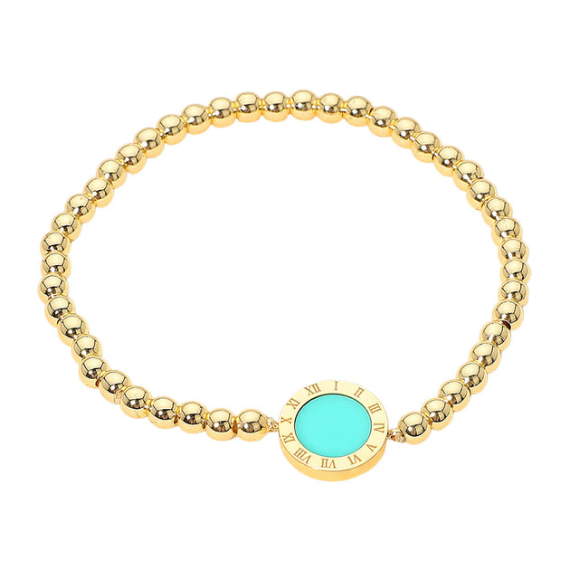 FASHNZFAB Roman Numeral Disc Stretch Bracelet Blue One Size 3