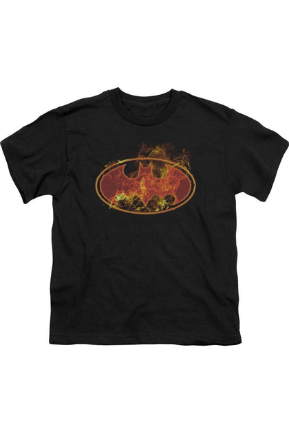 Gildan Batman Flames Logo T-Shirt Black Small 2