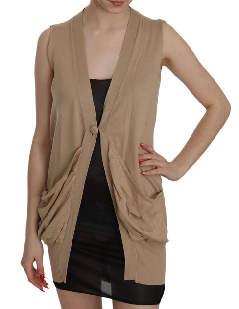Pink Memories Sleeveless Cardigan Brown Medium 4