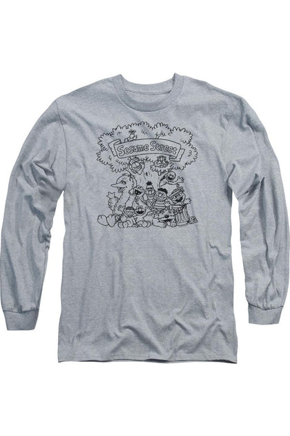 Gildan Sesame Street Simple Street T-Shirt Manches Longues Gris Medium 2