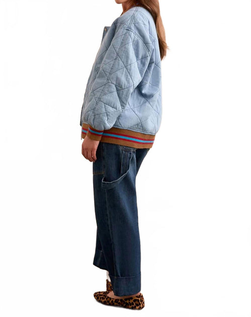 Blue Thread Oversized Quilted Bomber Jacket Grey Small 3