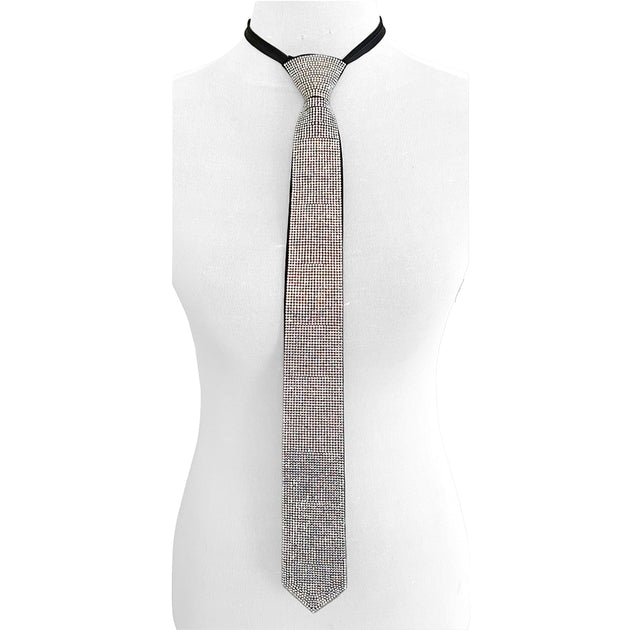 FASHNZFAB Bling Neck Tie Necklace Black One Size 4
