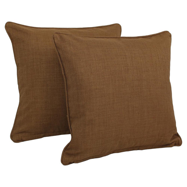 Blazing Needles Double-corded Square Throw Pillow Mocha 18-inch Set of 2 2