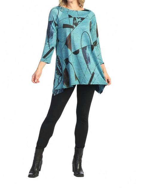 Jess & Jane Curious Raglan Sleeve Slinky Top Teal 3X 3