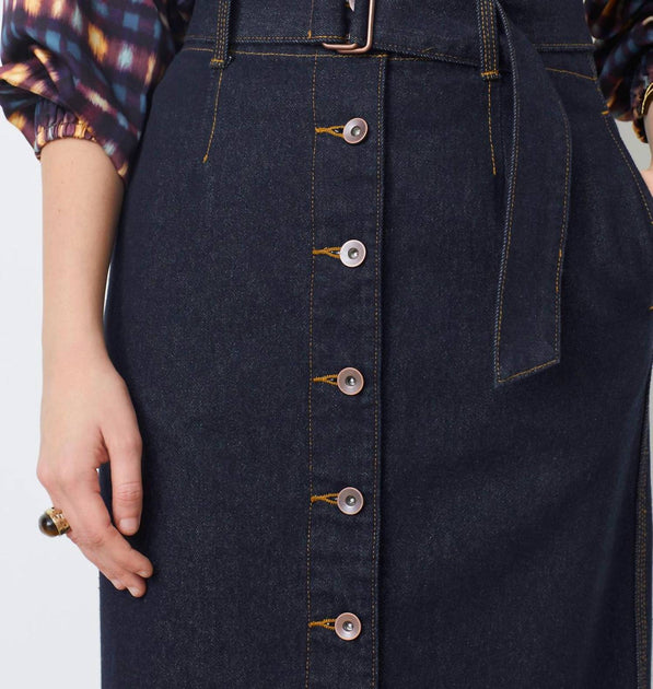 Suncoo Denim Midi Skirt Blue Medium 4