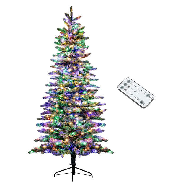 Hivvago 7.5 ft Pre-Lit Mountain Pine Artificial Christmas Tree Green 2