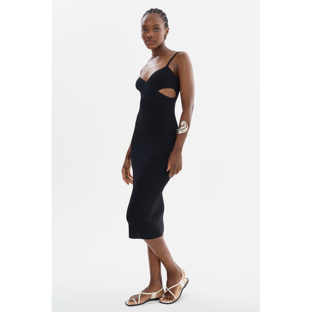 Lamarque Lidia Midi Knit Dress Black Medium 4