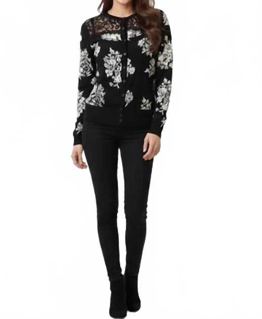 Kathie K Button Down Knit Sweater Black Small 2