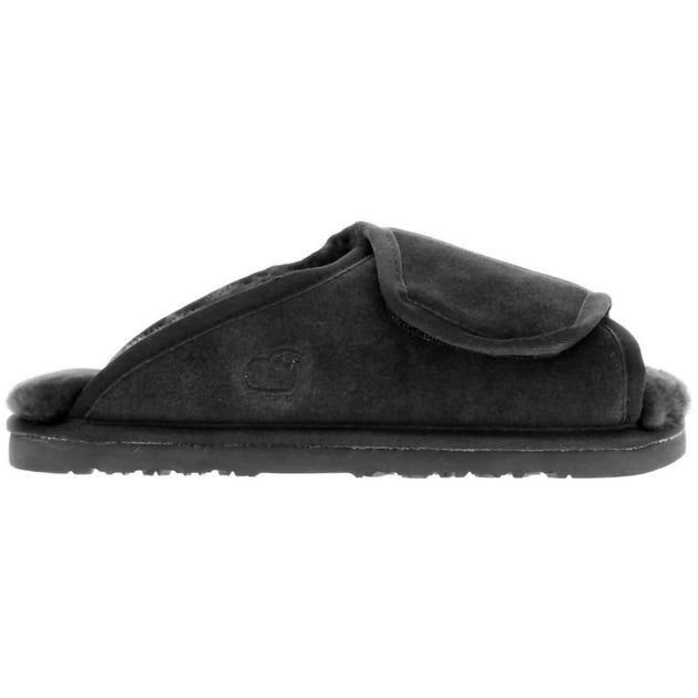 Lamo Women's Open Toe Wrap Slipper Black Large 2
