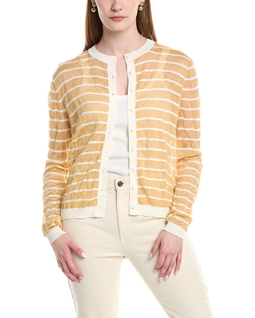 Lafayette 148 New York Crinkled Cardigan Beige XL 2