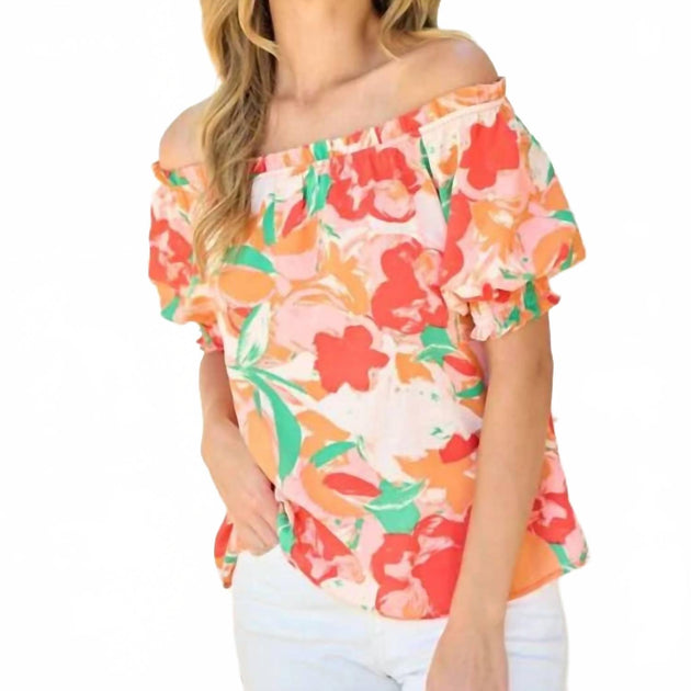 Hailey & Co Off The Shoulder Floral Top Multi 1X 2