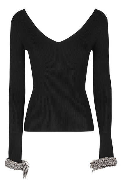 Giuseppe Di Morabito Crystal Knit Top Black EU 40 2